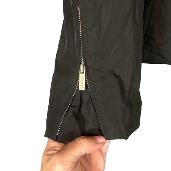 Calvin Klein Black Moto Style Front Full Zipper Jacket Women Sz S - Picture 3 of 10